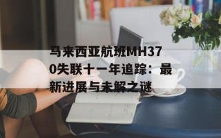 马来西亚航班MH370失联十一年追踪：最新进展与未解之谜