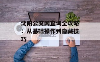 沈阳公交网查询全攻略：从基础操作到隐藏技巧