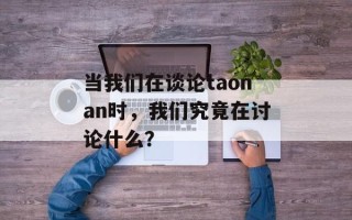 当我们在谈论taonan时，我们究竟在讨论什么？