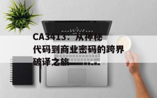 CA3413：从神秘代码到商业密码的跨界破译之旅