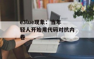 e3lue现象：当年轻人开始用代码对抗内卷