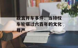 故宫开车事件：当特权车轮碾过六百年的文化尊严