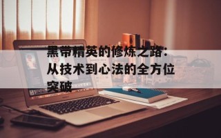 黑带精英的修炼之路：从技术到心法的全方位突破